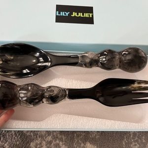 Lily Juliet Mardi Gras Servers, Brand New, Black Resin